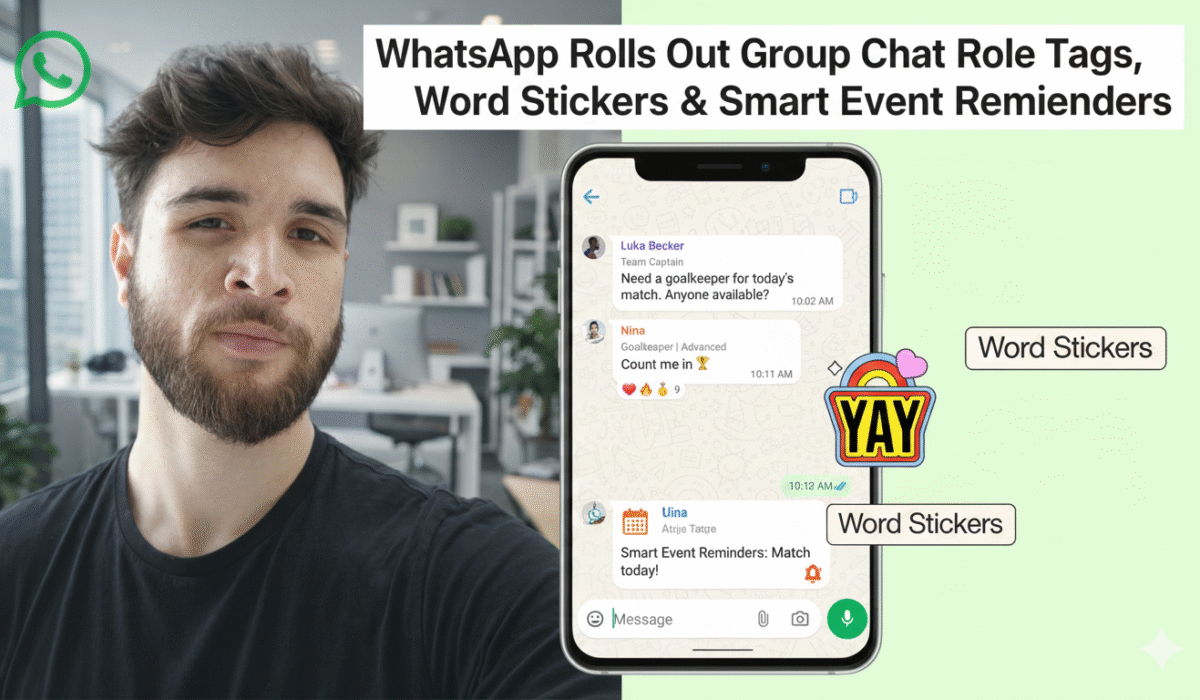 WhatsApp Rolls Out Group Chat Role Tags, Word Stickers & Smart Event Reminders